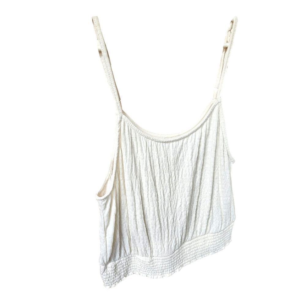 MUDD Women's Cream colored Soft Smocked bottom Tank Top - Picture 2 of 12